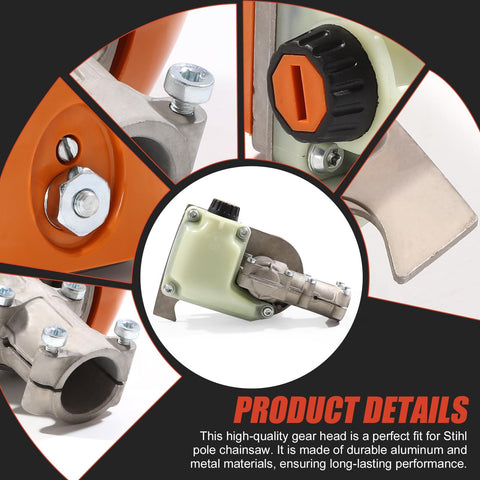 Gear Head Pole Saw Gearbox Replacement For HT73 HT75 HT100 HT101 HT130 HT131 HT250 KM90 KM110 KM130 FS85 Pruner Pole Cutter 3 8 Inch 6 Tooth Sprocket Replaces 4182 200 0070 4138 205 0008