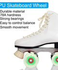 White roller skate with Light Up Skateboard Wheels 60x45mm 4 Pack With Bearings 78A PU for outdoor night rides glowing green.