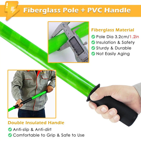 Premium Street Tough Insulated Rescue Hook Deadstick For Master Electricians And Emergency Staff Rock Solid Fiberglass Hot Stick with PVC handle.