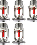 Top Shelf 5 Pack Fire Sprinkler Heads Chrome Plated Brass Heat Activated Upright Design Three Quarter Inch Dn20 K115 Rating.