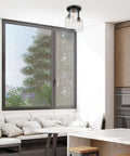 Three Light Industrial Tiered Matte Black Flush Mount Ceiling Light with Clear Glass Shade in kitchen