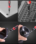 61 In 1 Precision Screwdriver Kit With 57 Bits And Flexible Shaft Extension Rod Pro Grade Repair Tools in use on electronics