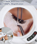 Magnifying Glass With Light And Stand For Salon Esthetics On A Rolling Floor Lamp Base With Five Color Modes And Stepless Dimming