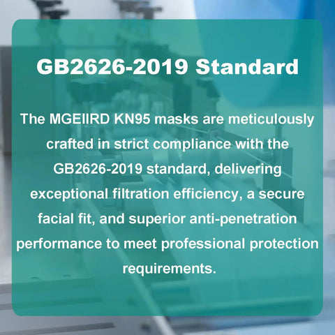 KN95 Face Masks For Adults 50 Pack Individually Wrapped 5 Ply Black Disposable Masks Against PM 2 5 Smoke And Dust With 95 Percent Filtration Efficiency And 3D Shape text on GB2626-2019 standard background