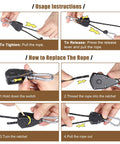 Instructions for using One Eighth Inch Adjustable Rope Hanger Kit With Four 12 Foot Reflective Tie Down Ropes Ratchet Straps