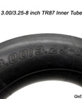 Heavy Duty Butyl Rubber Inner Tube For 8 Inch Tires 3.00-8 3.25-8 Dual Wheel Yard Wheelbarrow Garden Cart Replacement 1 Pack With TR87 Bent Valve Stem Built For Tough Outdoor Work And Easy Inflate Ready To Install, close-up of rubber material with size markings