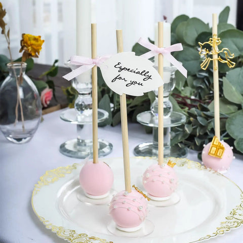 Hassle Free Pack Of Thirty Bamboo Dowel Rods And Wooden Craft Sticks Measuring Quarter Inch By Eight Inches Unfinished Natural Poles with cake pops.