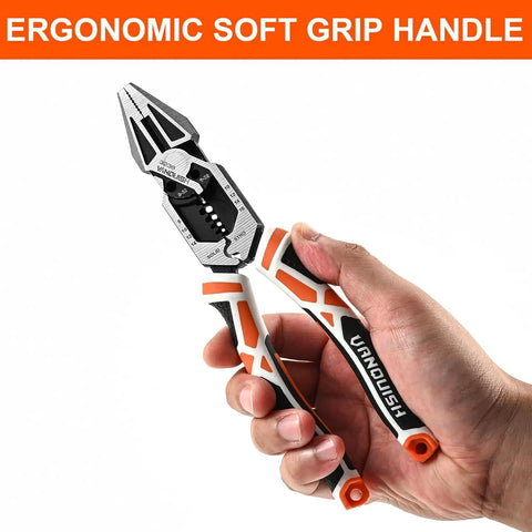 Heavy Duty 2 Piece Pliers Set With Linesman And Long Nose Pliers 8 Inch Multitool for Wire Cutting with ergonomic grip