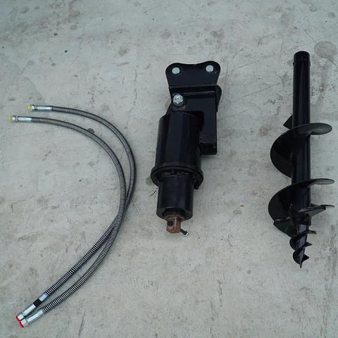 Post Hole Digger Auger Drill Attachment for Mini Excavator 0.8 to 1.5 Ton with hydraulic hoses and auger bit