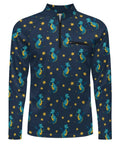 Mens Little Dragon Star Long Sleeve Fishing Shirt With One Quarter Zip Chin Guard Sun Protection Stand Up Collar