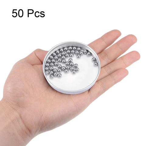 50 Pcs Stainless Steel Bearing Balls 5.5mm G100 Precision, 304 Grade in palm-held tin