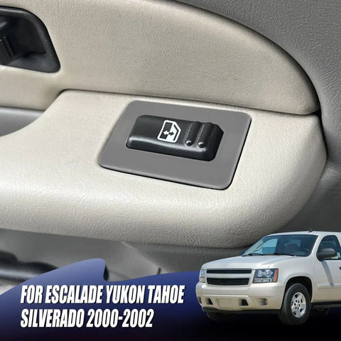 2 Pack Rear Window Switch Trim Replacement for Escalade Avalanche Silverado Tahoe Sierra and Yukon 2000 to 2002 Gray No Window Switch Included; shown installed in vehicle interior.