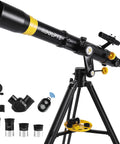 Beginner Friendly 90mm Refractor Telescope Kit With 900mm Focal Length 45 To 450X Magnification Wireless Remote Phone Adapter