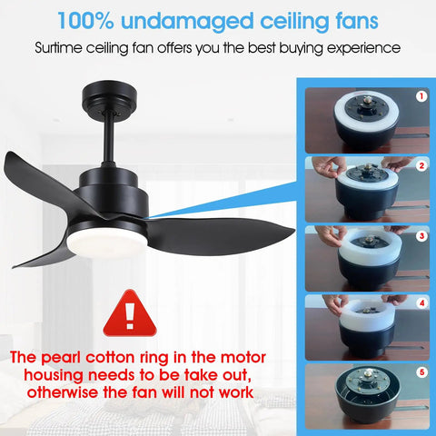 Cool Modern Black Ceiling Fan With Lights And Remote For Indoor And Outdoor Use 38 Inches, installation instructions image