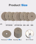Display of 4 Inch Dry Diamond Polishing Pads Set With Aluminum Based Backing Pads For Granite And Marble, multi grit overview.