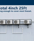 Side view of building with installed 4 Inch W 25 Ft L PVC Decorative Line Set Cover Kit For Ductless Mini Split Air Conditioners And Heat Pumps