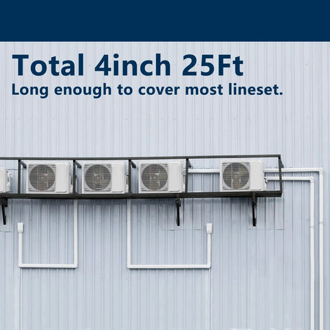 Side view of building with installed 4 Inch W 25 Ft L PVC Decorative Line Set Cover Kit For Ductless Mini Split Air Conditioners And Heat Pumps