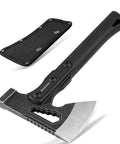 Camping Hatchet For Real Wood Chopping And Outdoor Survival with stainless steel blade, fiberglass handle, and nylon sheath.