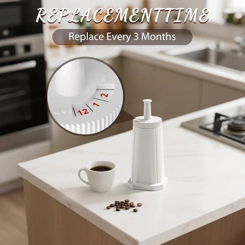 Level Up Your Daily Grind With These Replacement Water Filters For Barista Touch Oracle Dual Boiler Espresso Makers showing a white filter with a coffee cup.