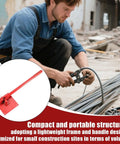 Person using Tubing Bending Hand Tool With Straight Jaw Pliers for ductwork and building projects at construction site