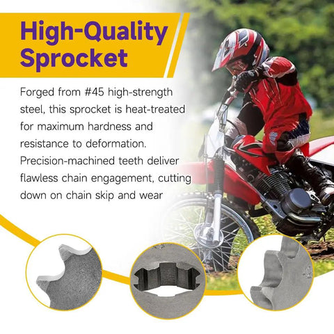 Front 428 Sprocket 17 Tooth 17mm for 50cc to 160cc pit dirt bikes ATV quad replacement part shown with high-strength steel features