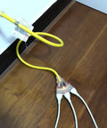 Heavy Duty Outdoor Extension Cord With Multiple Outlets, 12 Gauge 3 Prong SJTW, UL Listed, shown in indoor setting