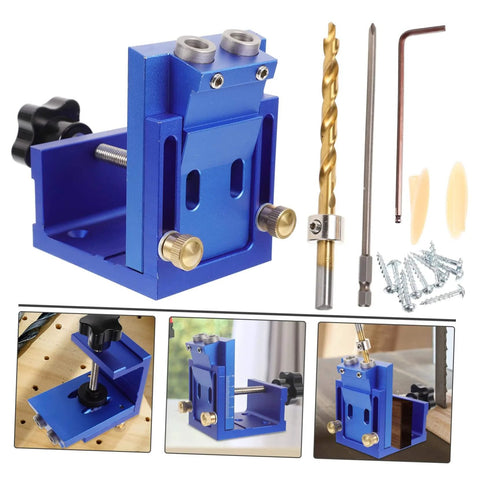 Pocket Hole Jig Kit For Precise Drilling And Easy Furniture Assembly Durable Aluminum Alloy Construction With Quick Clamp