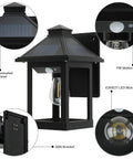 Outdoor Solar Wall Lanterns With Motion Sensor Vintage Style Wall Sconces with detailed view of features and LED bulb