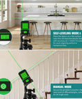 Laser Level With Tripod And Rotary Green Cross Line 100 Ft Self Leveling Laser Tool For Indoor Outdoor Construction And For DIYers 110 Degree Coverage For Precise Alignment And Fast Reliable Results, self-leveling mode on kitchen island