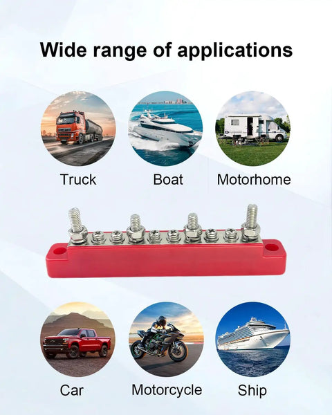 Double Row 150 Amp Bus Bar Power Distribution Block 12 To 48 Volt Built Like A Tank Nylon Housing for trucks, boats, cars, motorcycles.