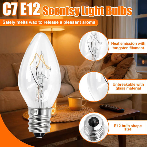 Long Lasting 15 Watt Salt Lamp Bulbs For Himalayan Salt Lamps 10 Pack E12 Base C7 Replacement Bulbs with tungsten filament