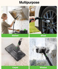 Heavy Duty TaskStar Steam Cleaner With High Pressure For Cleaning Floors And Greasy Grills Powerful 1500W Hot Steam Machine in use on kitchen, carpet, wheel, and window.