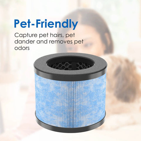 Replacement Filter For Miko Ibuki C102 MA01 MA04 And Okaysou AirMic 4S Purifier, showing blue pet-friendly air filter