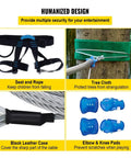 60 To 80 Foot Backyard Zip Line Kit With Swing Seat And Steel Trolley, Spring Brake System safety gear and components