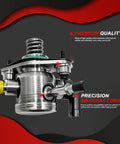 High Pressure Fuel Pump With Gasket And Bolts For Buick LaCrosse Regal Verano Chevrolet Captiva Sport Equinox Impala Malibu GMC Terrain 2010 To 2017 2.4L L4 Plug And Play Direct Replacement OE Standard Easy Install, front view showing metal construction