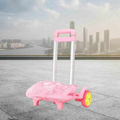 Foldable Aluminum Trolley Cart Hand Truck With Ergonomic Handle, Removable Frame, Easy Fold Design, Lightweight Backpack Carrier For Books And Gear, Pink, 330mm x 900mm