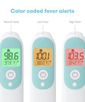 3 In 1 Infrared Thermometer For Ear Forehead And No Contact Temperature Readings, Fast Accurate Fever Checker For Babies Kids Toddlers And Adults, Instant Read, Gentle On Skin, Family Health Must Have color-coded fever alert display