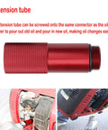 Extension tube for EU2200i Generator No Mess Oil Change Funnel And Magnetic Dipstick Kit, red metal design for spill-free oil changes.