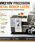 Jaryannix 900W Mini Bench Lathe 8x16 Inch Metal Woodworking Lathe with digital display and variable speed control.
