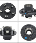 5 Lug 4.5 Inch Trailer Hub Kit With Round 84 Spindle, bolts and bearings visible, 3500 Lb Capacity, brake flange view