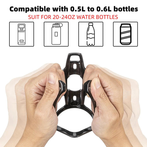 Hands demonstrating Ultra Light Water Bottle Holder For Bikes 35G Universal Bottle Cage With Screws Tool 2 Pack Road And Mountain Bike Accessory