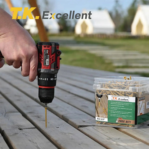 Heavy Duty 2-1/2 Inch Wood Deck Screws Set With Torx Drive #9 Rust Resistant Tan Exterior Structural Screws 395 Pcs