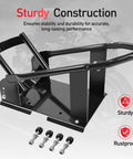 Beefed Up Universal Motorcycle Wheel Chock And Front Wheel Stand for Trailers 1800 Pound Capacity, adjustable steel design image.
