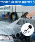 Front view of pressure washer adapter set (4-pack) with stainless steel M22 to 3/8 inch quick-connect swivel fittings.