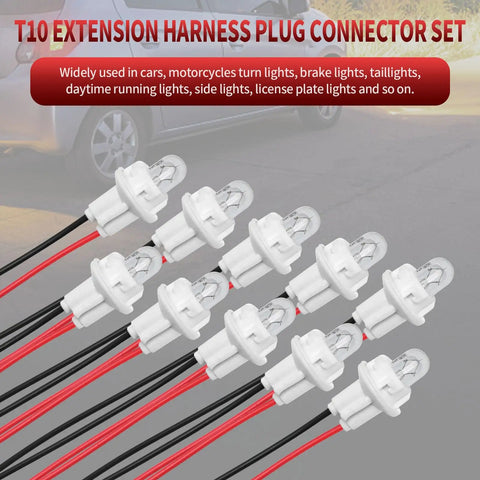 T10 Extension Harness with Ten Bulbs and Ten Sockets for Brake Lights Turn Signals Daytime Running Lights Tail Lights
