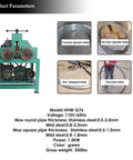 Heavy Duty 1.5Kw Electric Pipe Bender For Smooth Stainless Steel Round And Square Tube Bending With Cold Process No Heating Needed For Easy Decoration And Agricultural Projects Reliable Performance, showcasing product parameters.