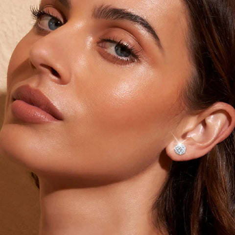 Disco Ball CZ Stud Earrings Set Four Pairs In 3mm 4mm 5mm And 6mm Sizes Hypoallergenic Titanium Cubic Zirconia Balls Sparkle For Everyday Vibe Wear Solo Or Stacked Jewelry worn in one ear