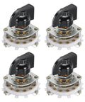 Pack of 4 1P6T Rotary Switch 1 Pole 6 Position Band Selector 1 Deck For TV Radio Home Electronics, 42mm dia with black knobs, front view