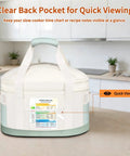 Heavy Duty Six To Eight Quart Slow Cooker Carry Bag With Double Layer Shell showing clear back pocket for recipe notes.