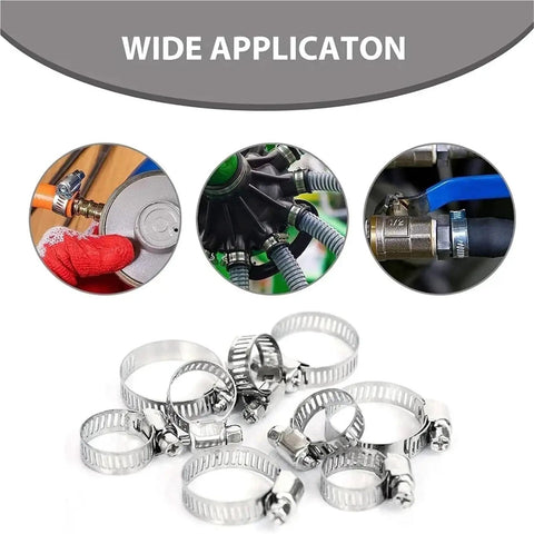 Premium Stainless Steel Hose Clamp Kit With 80 Pieces For Heavy Duty Car And Home Repair Fixing Leaks Fastening Various Sizes From 8mm To 51mm Using Adjustable Worm Gear Clamps That Stay Tight, stainless steel clamps for hoses